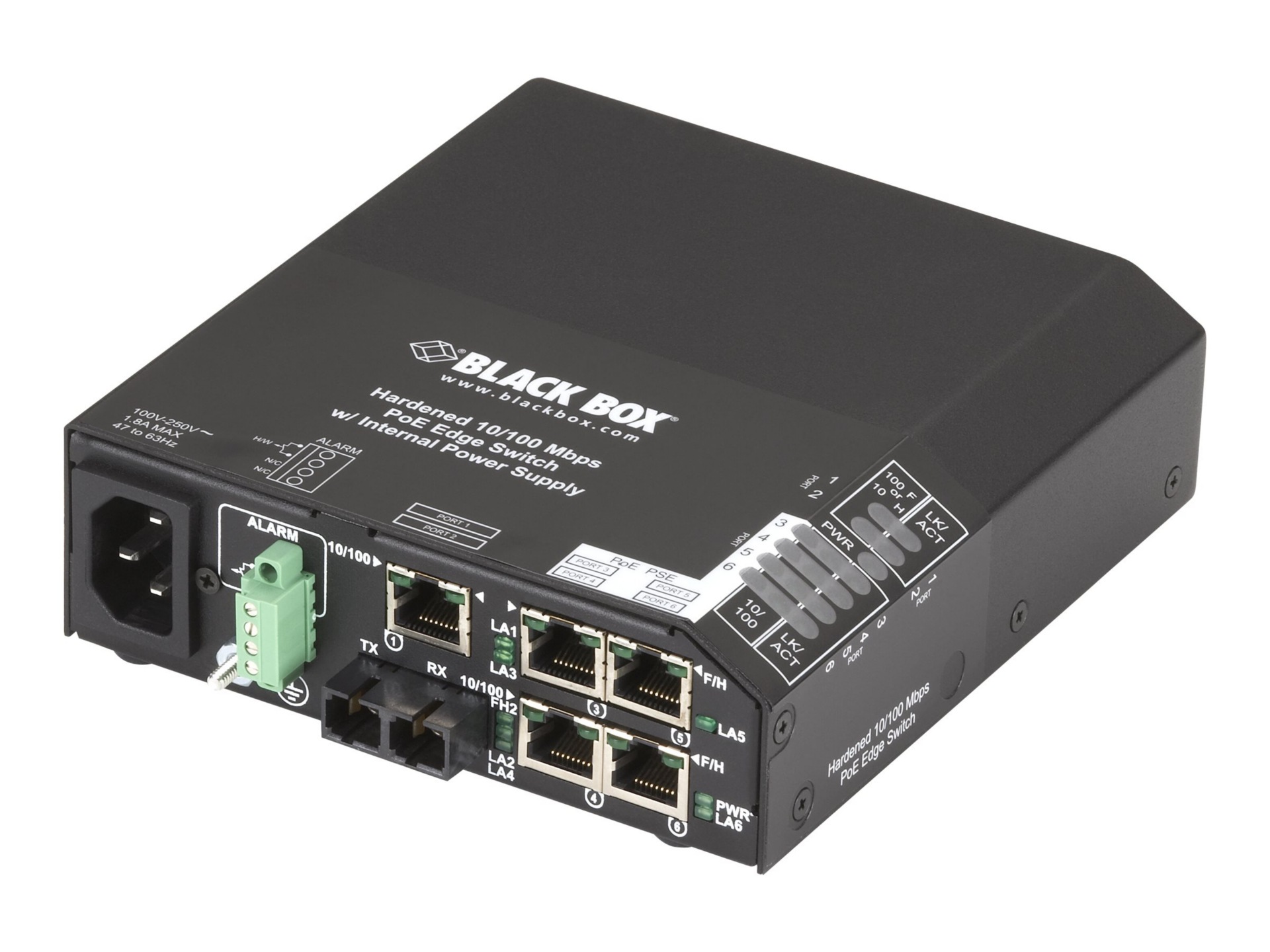 Black Box Hardened PoE PSE Switch - switch - 6 ports - TAA Compliant