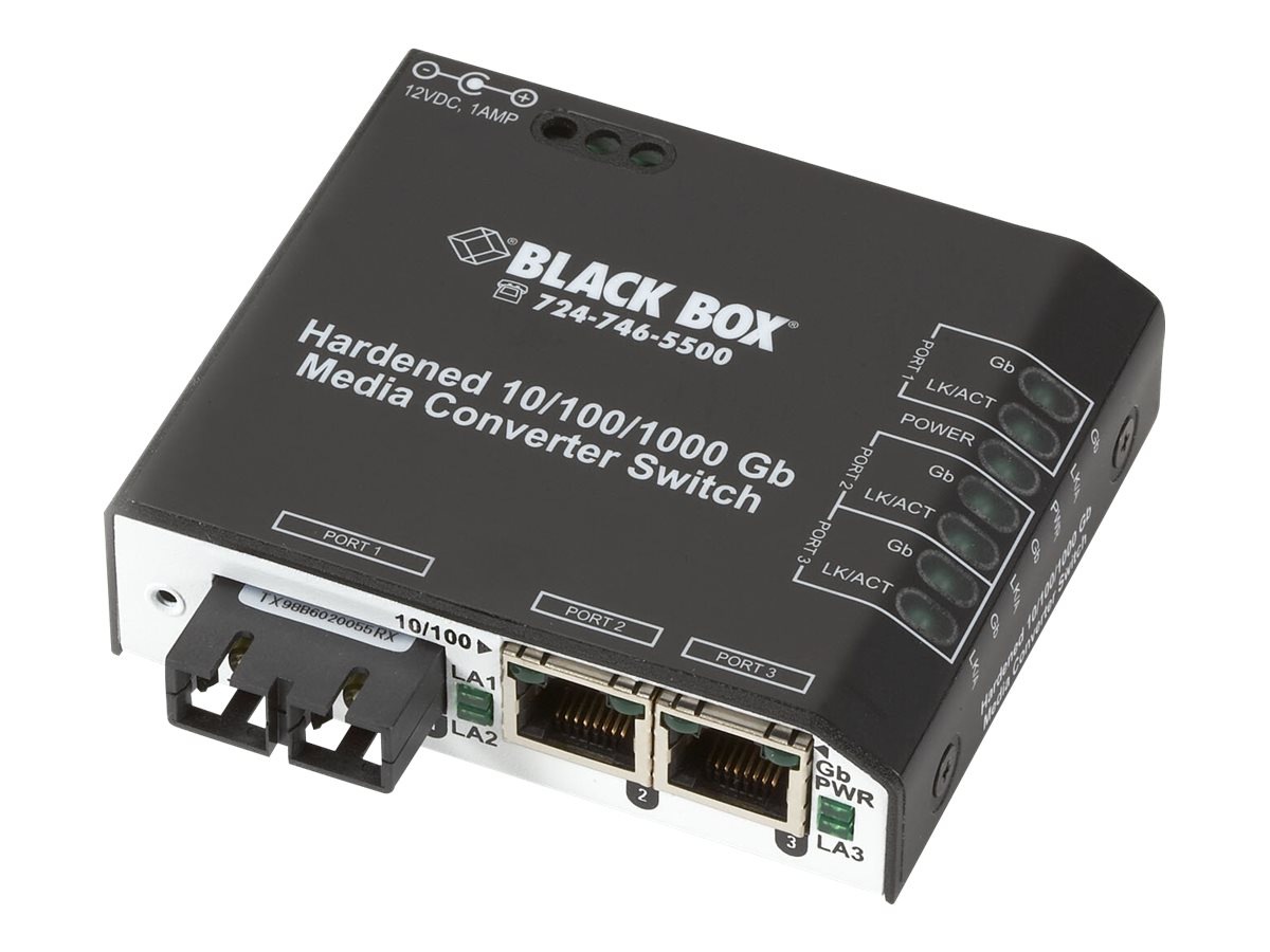 Black Box Hardened Media Converter Switch 12-VDC - fiber media converter -