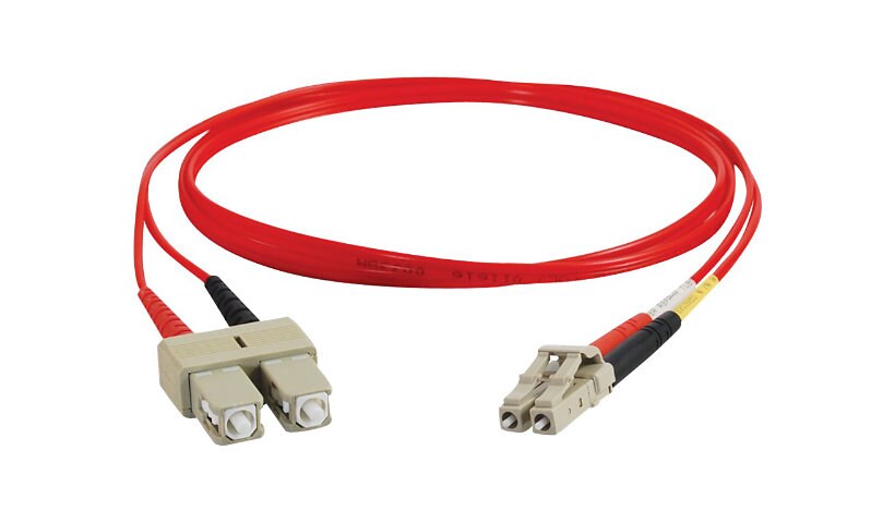 C2G 3m LC-SC 62.5/125 OM1 Duplex Multimode PVC Fiber Optic Cable - Red - pa