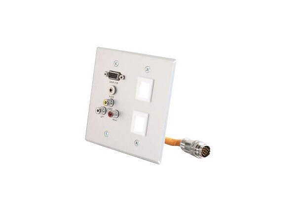 C2G RapidRun Double Gang Integrated HD15 + 3.5mm + RCA Audio/Video + (2) Keystone Wall Plate - mounting plate