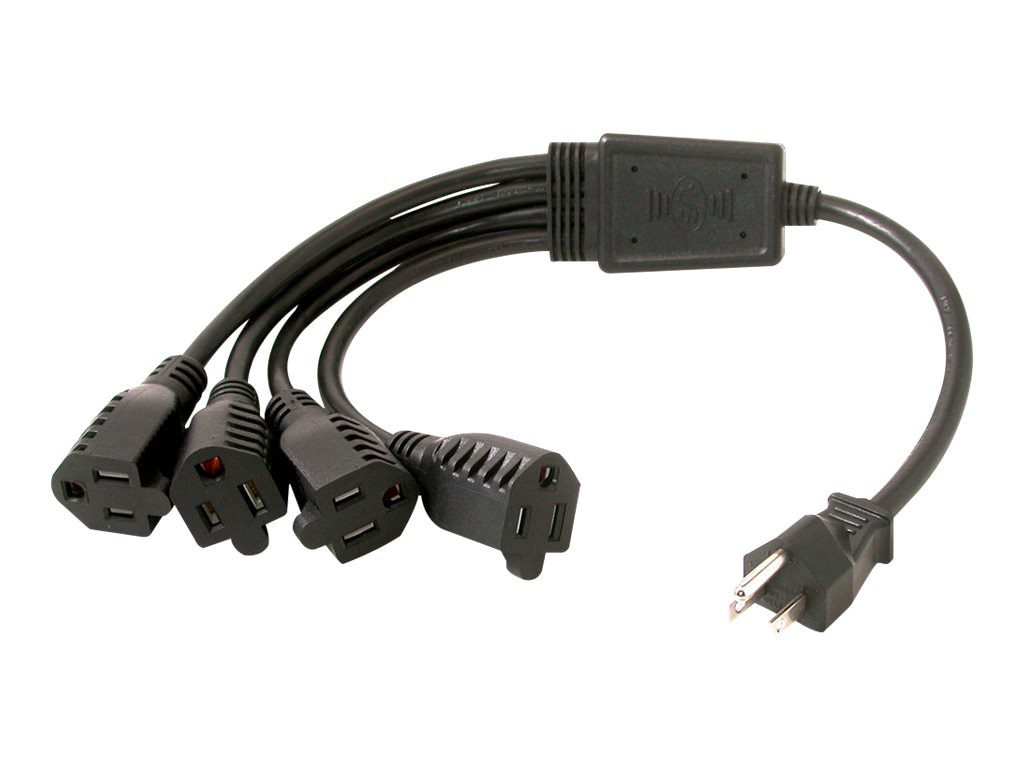 C2G 3ft 16 AWG 1-to-4 Power Cord Splitter 1 NEMA 5-15P to 4 NEMA 5-15R TAA
