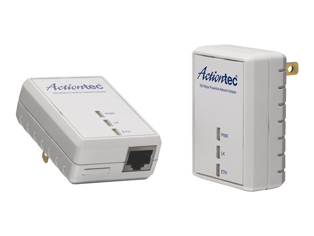 Actiontec 500 Mbps Powerline Network Adapter Kit PWR500 Kit - bridge - wall-pluggable