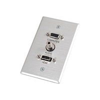C2G HDMI, VGA and 3.5mm Audio Pass Through Wall Plate Single Gang Brushed A