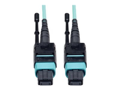 Tripp Lite 1M MTP / MPO Fiber Optic Patch Cable w/ Push Pull Tabs 12 Fiber 40Gbe OM3 Plenum Aqua 3' 3ft 1 Meter - patch