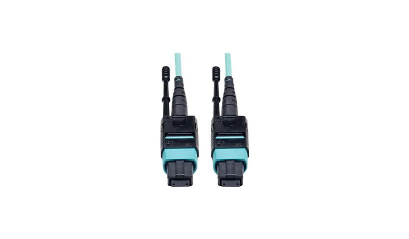 Tripp Lite 1M MTP / MPO Fiber Optic Patch Cable w/ Push Pull Tabs 12 Fiber 40Gbe OM3 Plenum Aqua 3' 3ft 1 Meter - patch