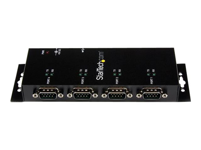 StarTech.com USB to Serial Adapter Hub - 4 Port - Industrial - Wall Mount - Din Rail - COM Port Retention - FTDI USB