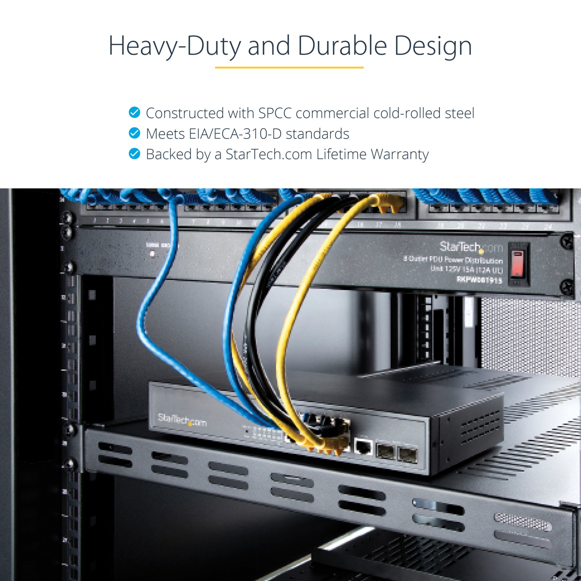 StarTech.com 1U 4-Post Adjustable Vented Rack Mount Shelf - Thumbnail 5
