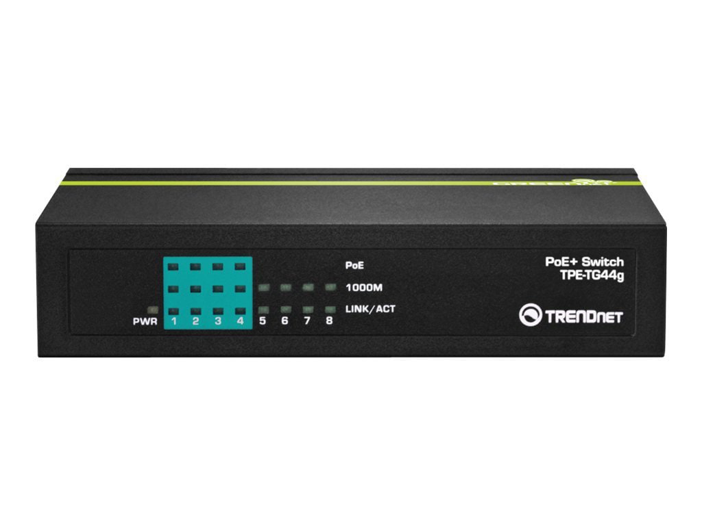 TRENDnet 8-Port Gigabit GREENnet PoE+ Switch, 4 x Gigabit PoE-PoE+ Ports, 4