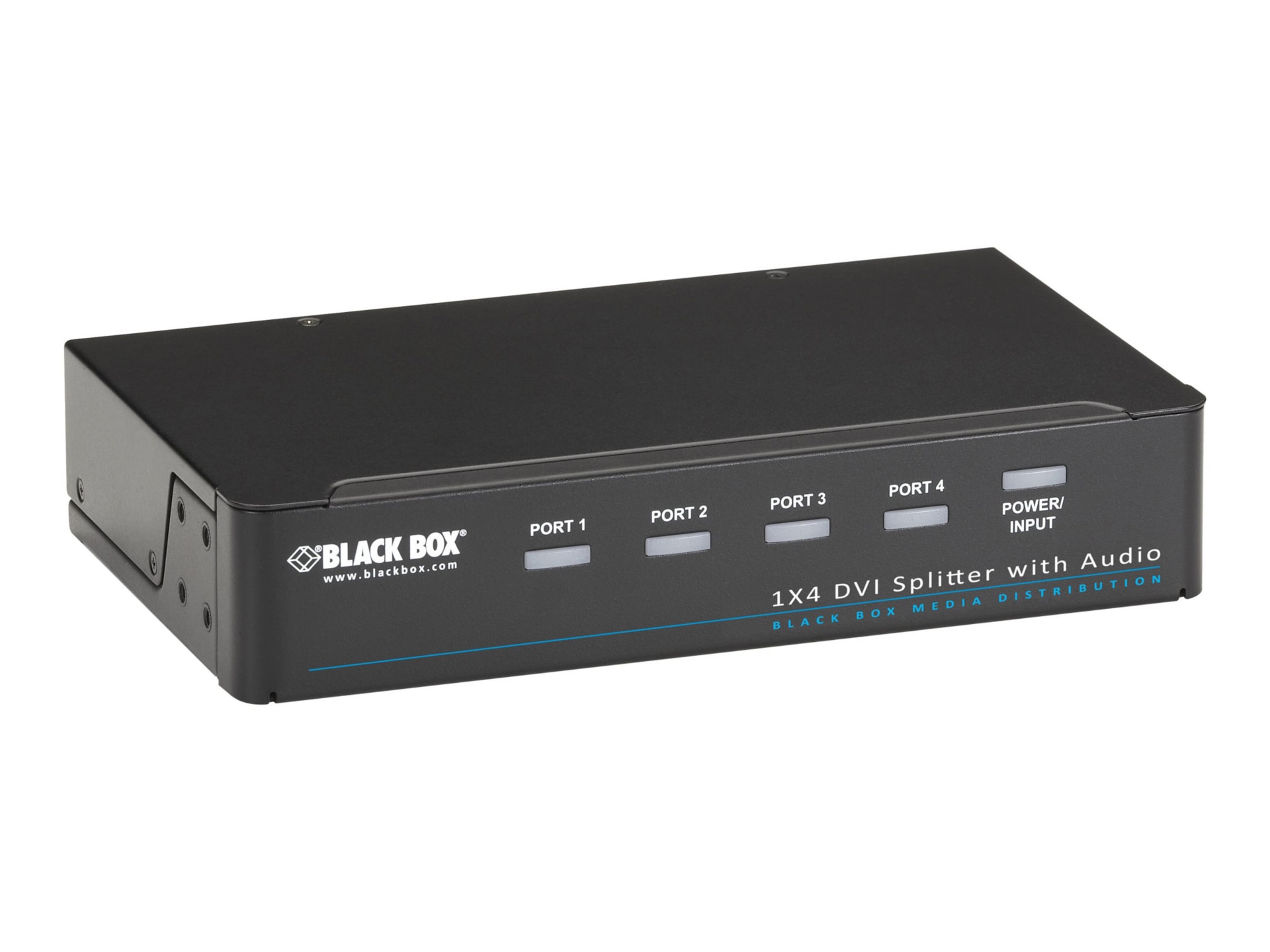 Black Box DVI-D Splitter with Audio and HDCP, 1 x 4 - video/audio splitter - 4 ports - TAA Compliant