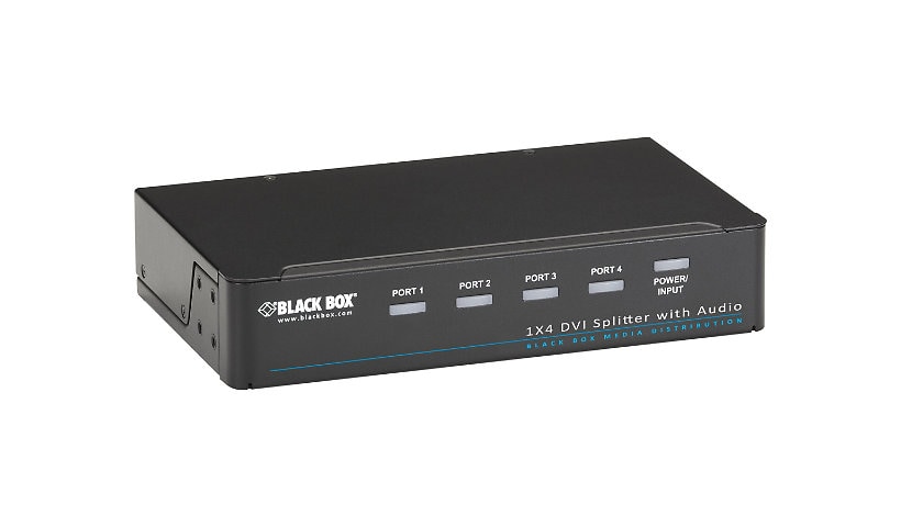 Black Box DVI-D Splitter with Audio and HDCP, 1 x 4 - video/audio splitter - 4 ports - TAA Compliant