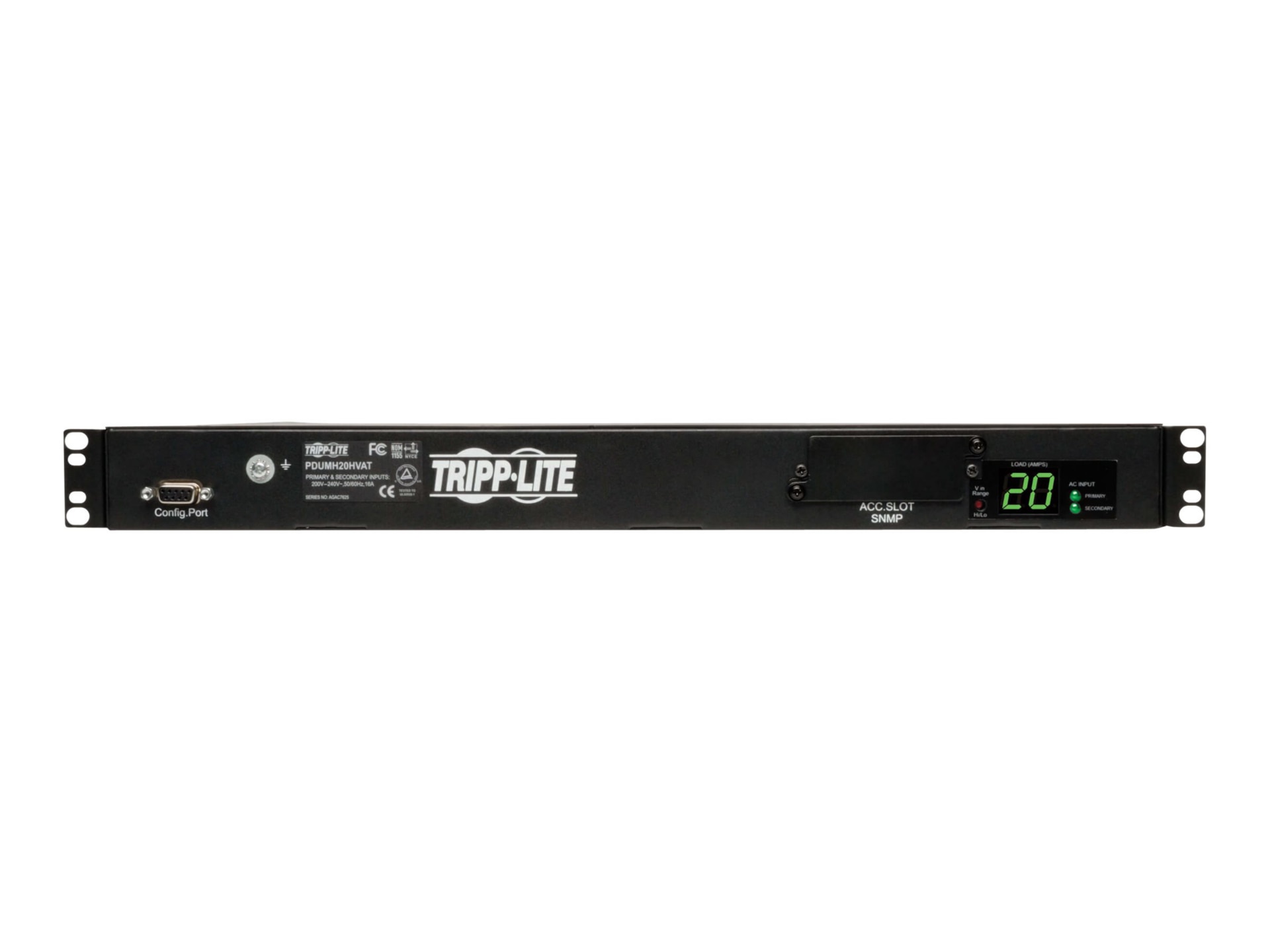 Thumbnail 2 of 7 for Eaton Tripp Lite Series PDU Metered ATS 200V-240V 20A 8 C13; 2 C19 2 C20 Horizontal 1URM - horizontal rackmount - power