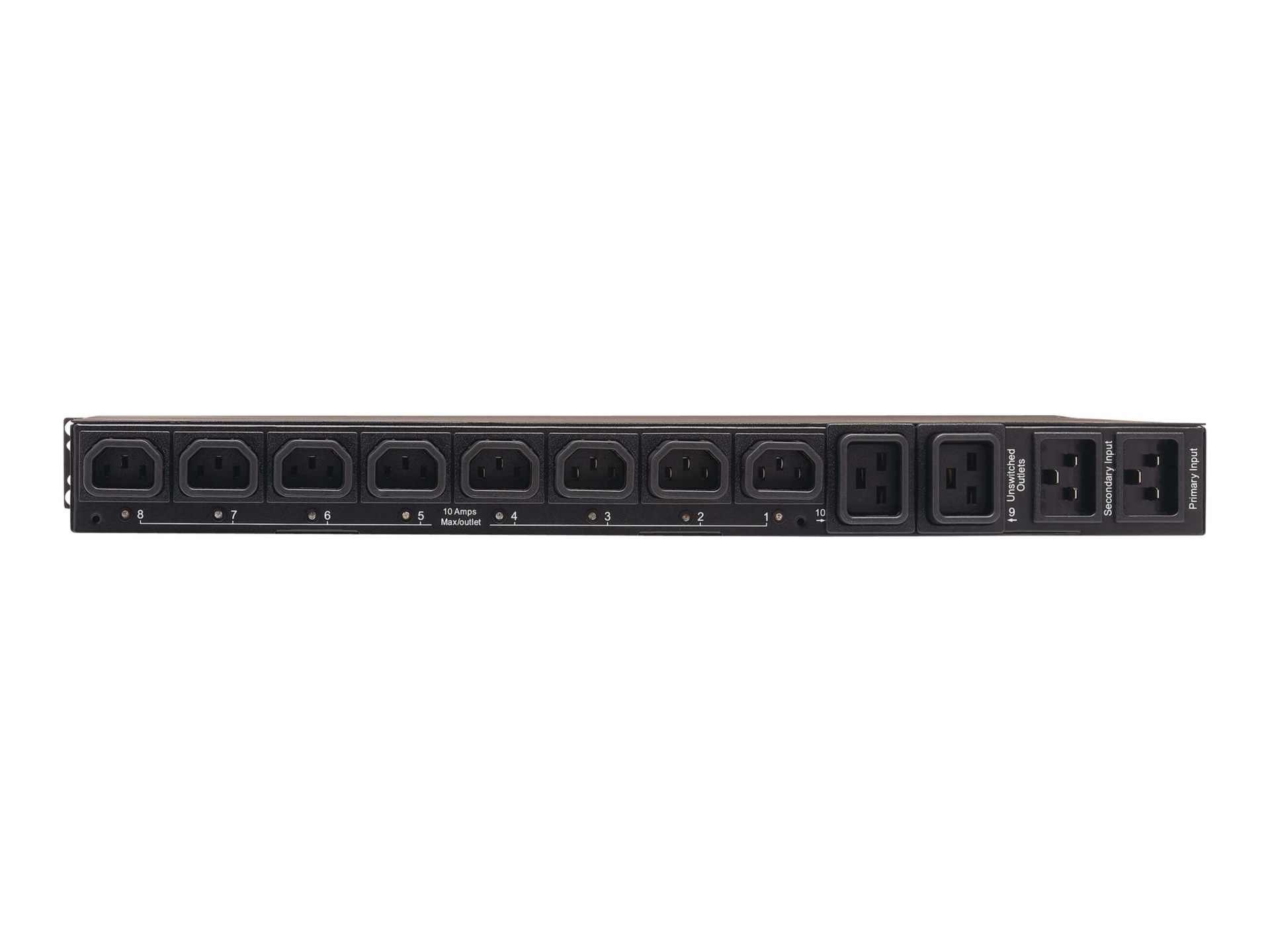 Thumbnail 3 of 7 for Eaton Tripp Lite Series PDU Metered ATS 200V-240V 20A 8 C13; 2 C19 2 C20 Horizontal 1URM - horizontal rackmount - power