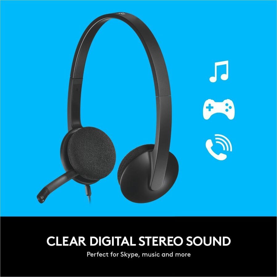 Thumbnail 4 of 10 for Logitech H340 - Stereo Wired Headset - USB-A - Noise-Canceling Mic - Digital Audio - Black