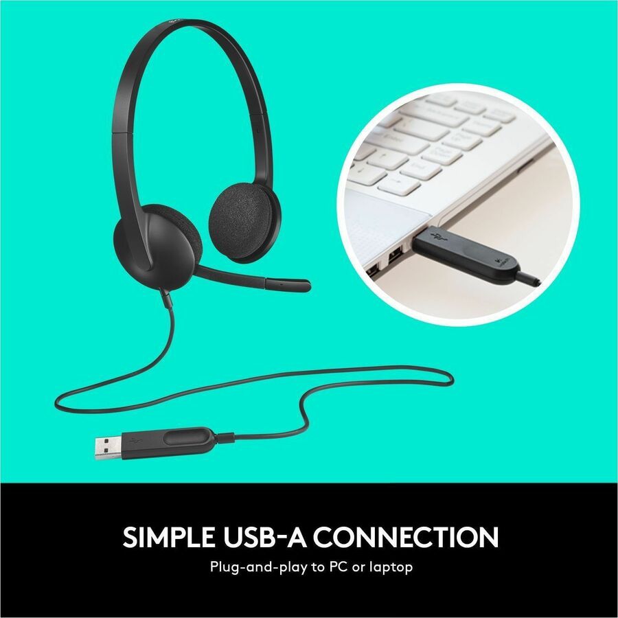 Thumbnail 5 of 10 for Logitech H340 - Stereo Wired Headset - USB-A - Noise-Canceling Mic - Digital Audio - Black