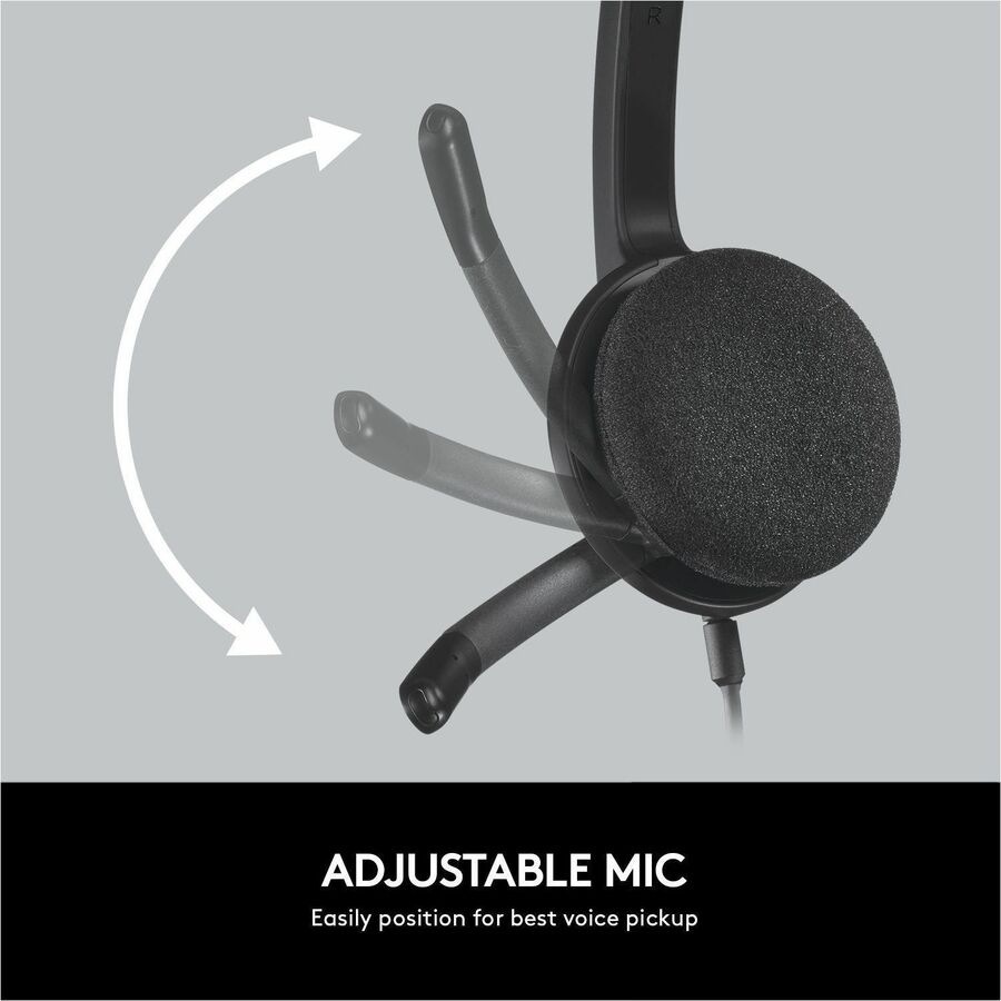 Thumbnail 6 of 10 for Logitech H340 - Stereo Wired Headset - USB-A - Noise-Canceling Mic - Digital Audio - Black