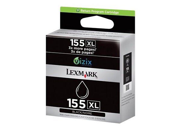 Lexmark Cartridge No. 155XL - High Capacity - black - original - ink cartridge - LCCP, LRP