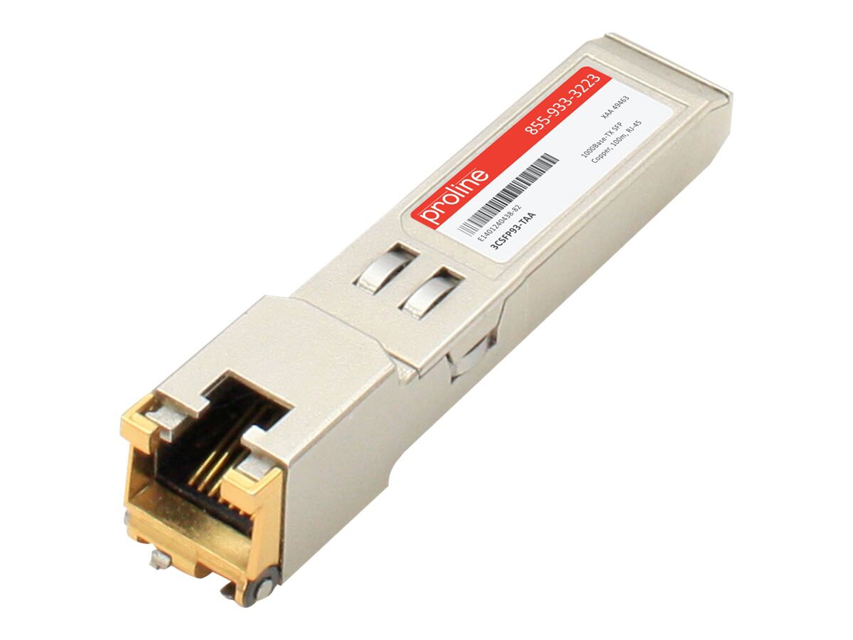 Proline TAA COMPLIANT 1000BASE-T SFP F/3Com RJ45 Copper 100M