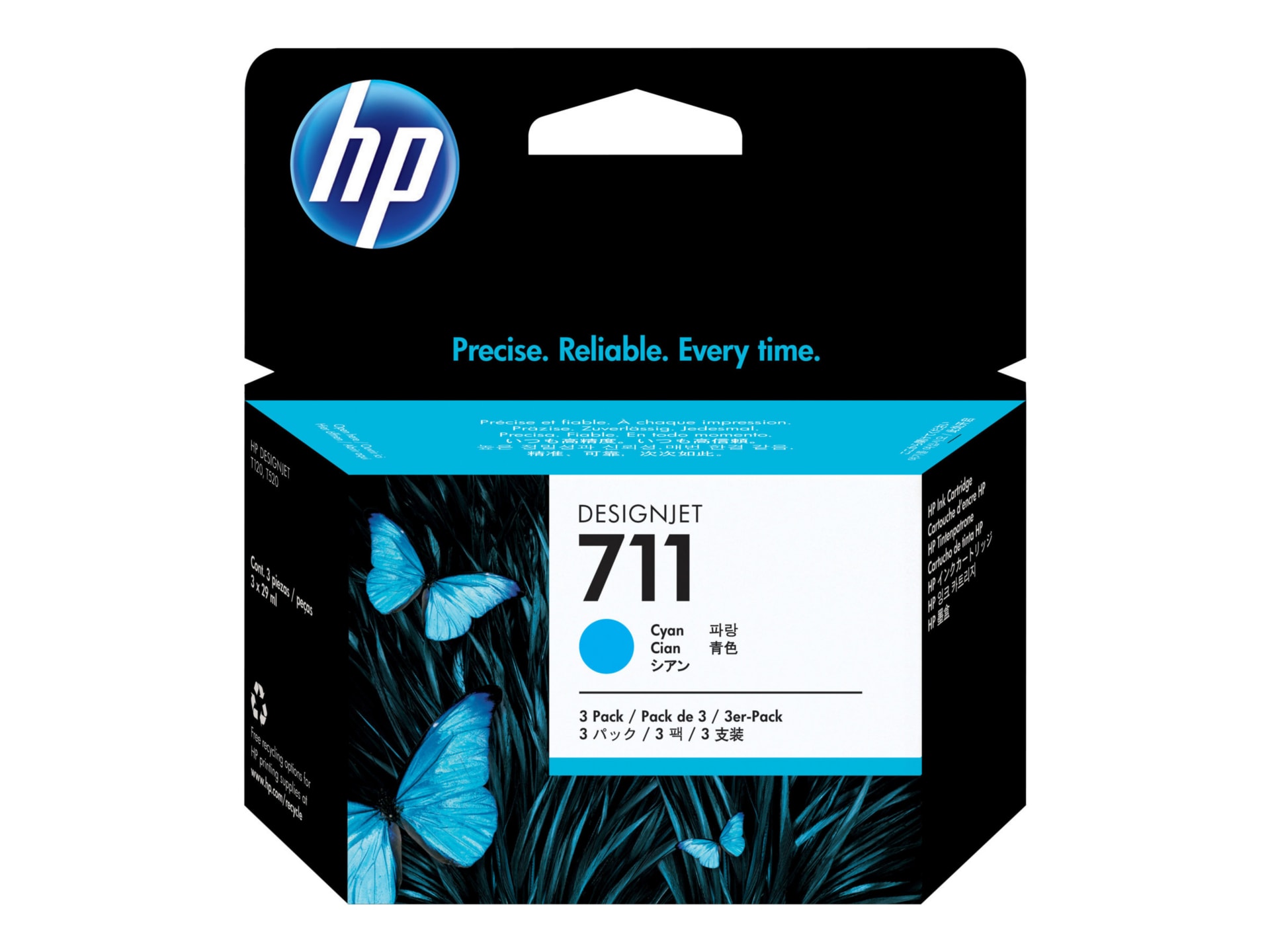 HP 711 Cyan Ink Cartridge - Pack of 3