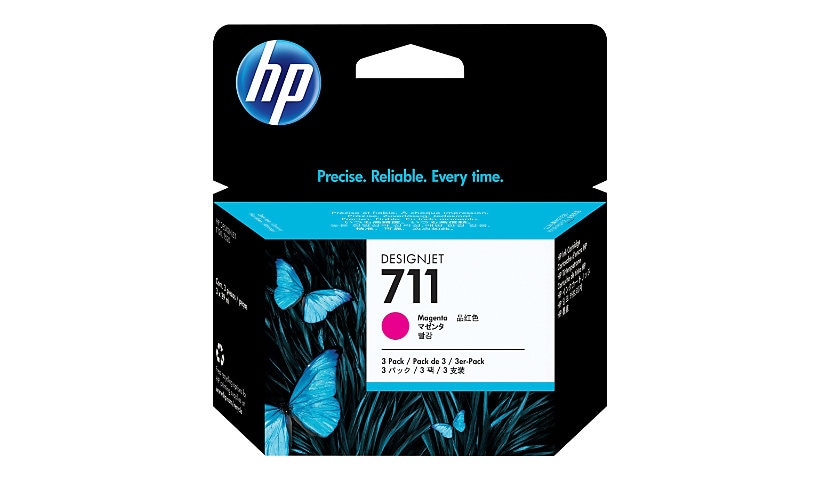 HP 711 (CZ135A) Original Inkjet Ink Cartridge - Multi-pack - Magenta - 3 / Pack