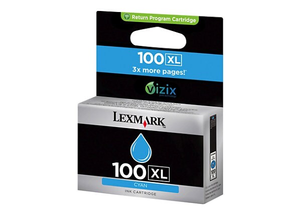 Lexmark Cartridge No. 100XL - High Yield - cyan - original - ink cartridge - LCCP, LRP