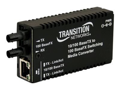 Transition Networks Stand-Alone Mini 10/100 Bridging - fiber media converter - 10Mb LAN, 100Mb LAN
