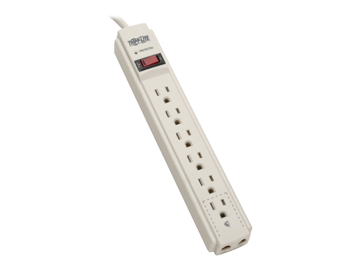 Tripp Lite Surge Protector Power Strip 120V 6 Outlet RJ11 4' Cord 790 Joule - surge protector