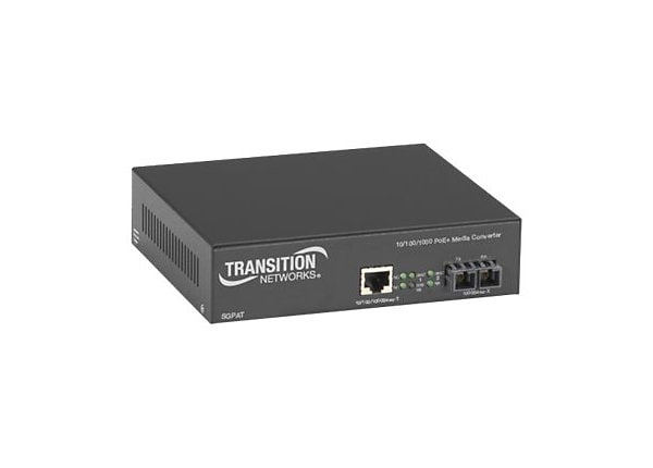 Transition Stand-Alone Power over Ethernet (PoE+) PSE - fiber media converter - Ethernet, Fast Ethernet, Gigabit