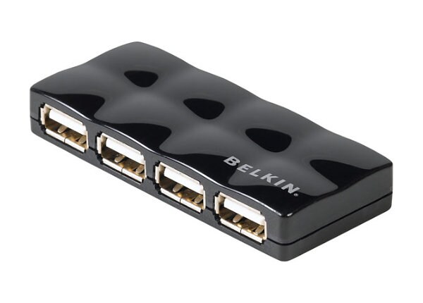 Belkin Hi-Speed USB 2.0 4-Port Mobile Hub - hub - 4 ports - desktop