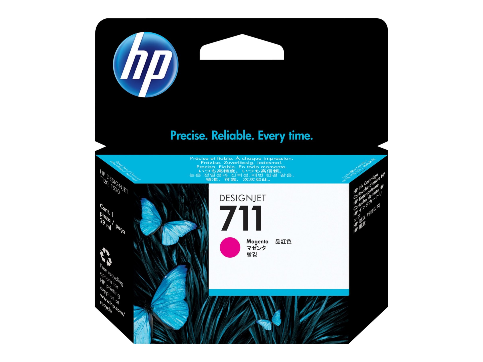 HP 711 (CZ131A) Original Inkjet Ink Cartridge - Single Pack - Magenta - 1 E