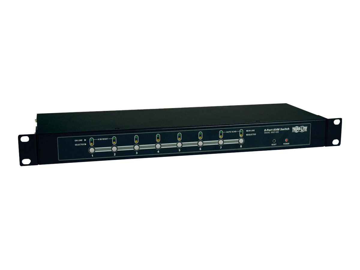 Tripp Lite 8-Port Rackmount KVM Switch w/ On-Screen Display Steel 1URM