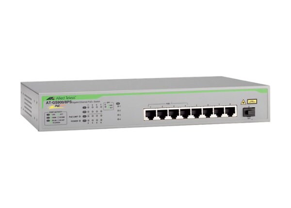 Allied Telesis AT GS900/8PS - switch - 8 ports - unmanaged - rack-mountable