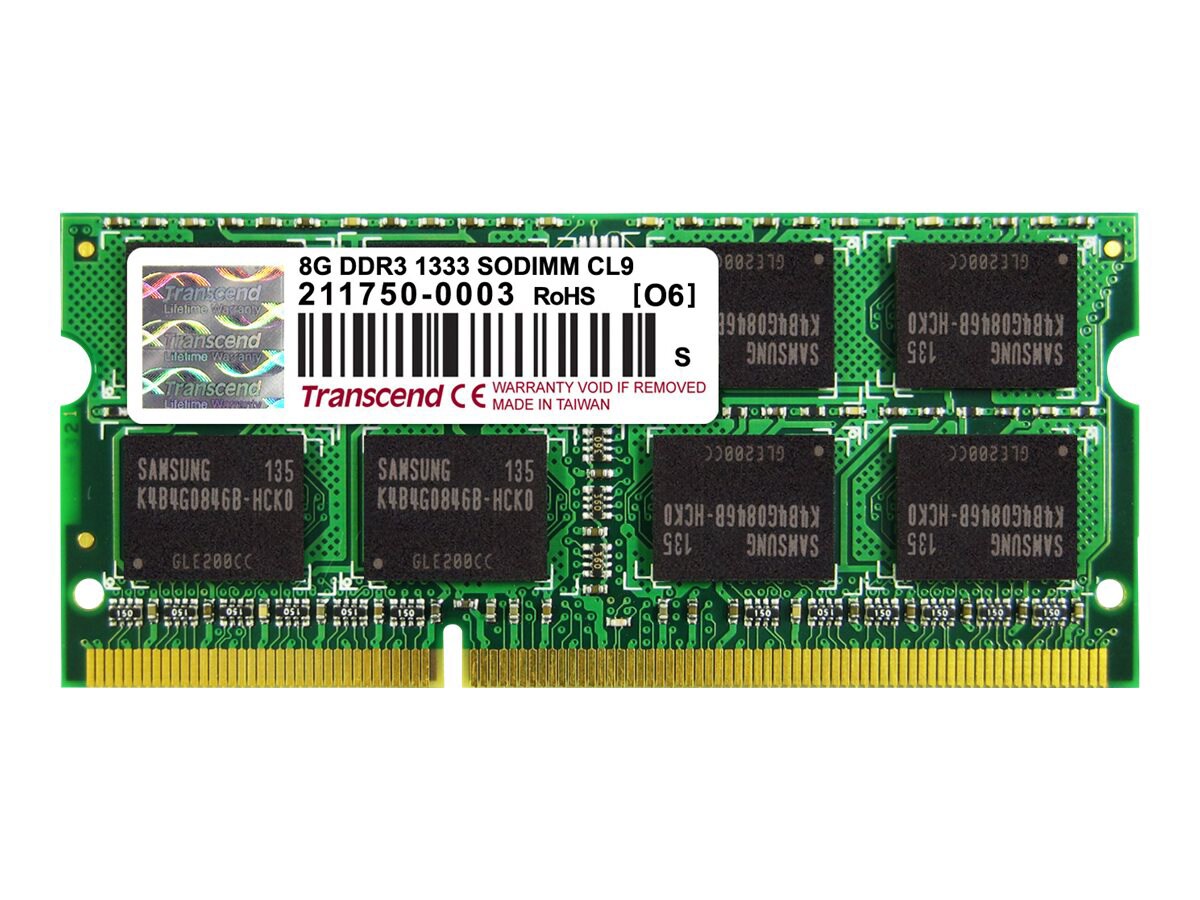 Transcend - DDR3 - module - 8 GB - SO-DIMM 204-pin - 1333 MHz / PC3-10600 - unbuffered
