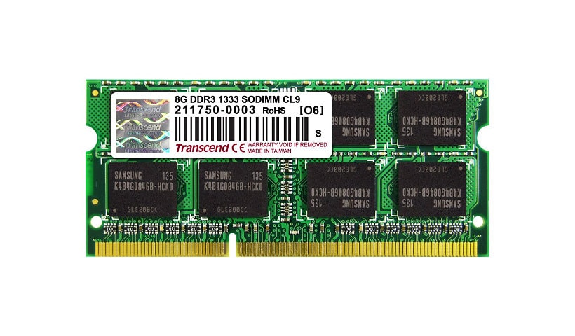Transcend - DDR3 - module - 8 GB - SO-DIMM 204-pin - 1333 MHz / PC3-10600 - unbuffered