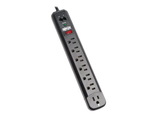 Tripp Lite Surge Protector Power Strip 120V Right Angle 7 Outlet RJ11 Black - surge protector - 1.8 kW