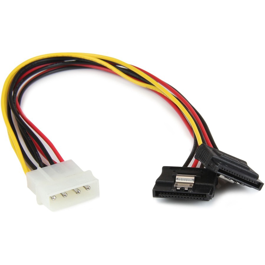 StarTech.com 12in LP4 to 2x Latching SATA Power Y Cable Splitter Adapter - 4 Pin LP4 to Dual SATA