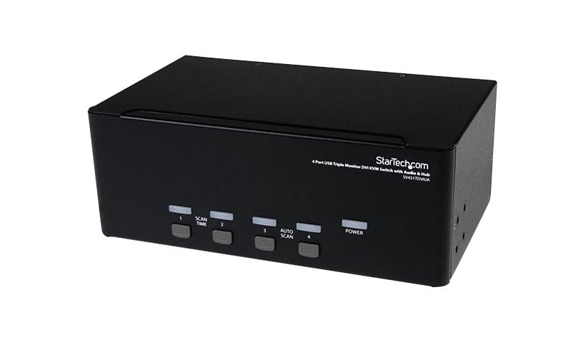StarTech.com 4 Port Triple Monitor DVI USB KVM Switch w/ Audio and USB Hub