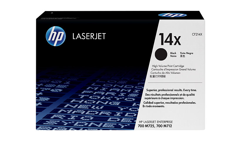 HP 14X (CF214X) Original High Yield Laser Toner Cartridge - Single Pack - Black - 1 Each