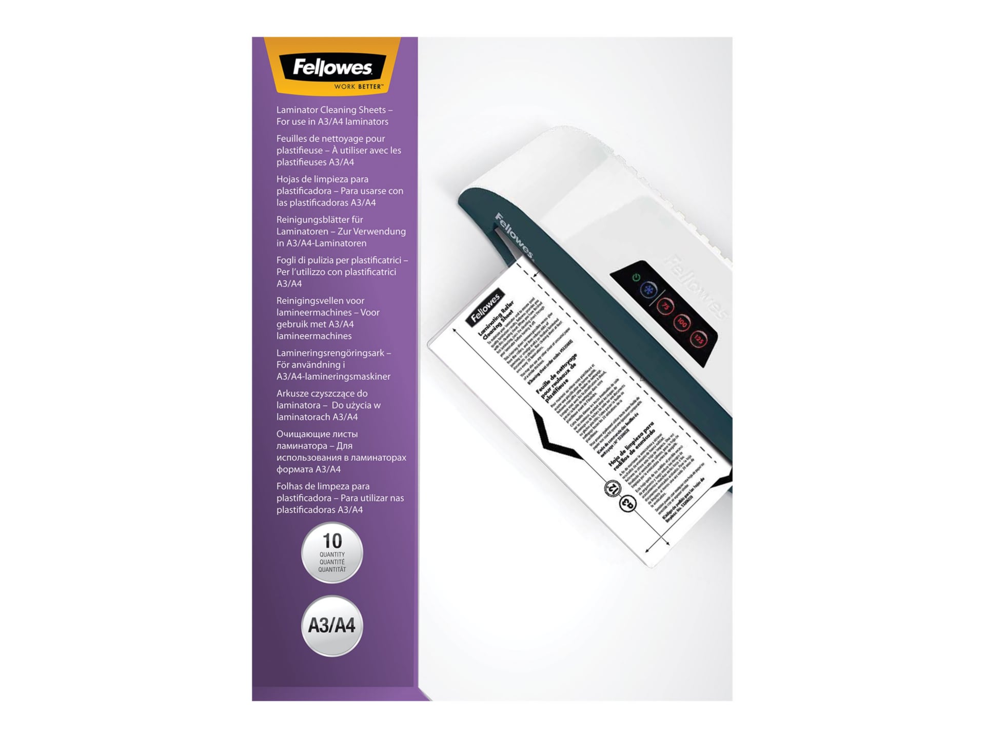 Fellowes - 25-pack - white - 9 in x 11.5 in - cleaning sheets