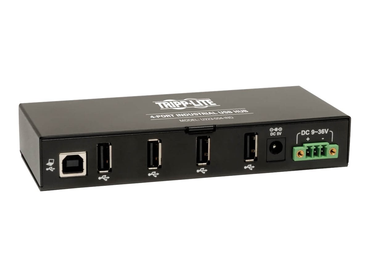 Eaton Tripp Lite series 4-Port Rugged Industrial USB 2.0 Hi-Speed Hub w 15KV ESD Immunity Metal Mountable - hub - 4