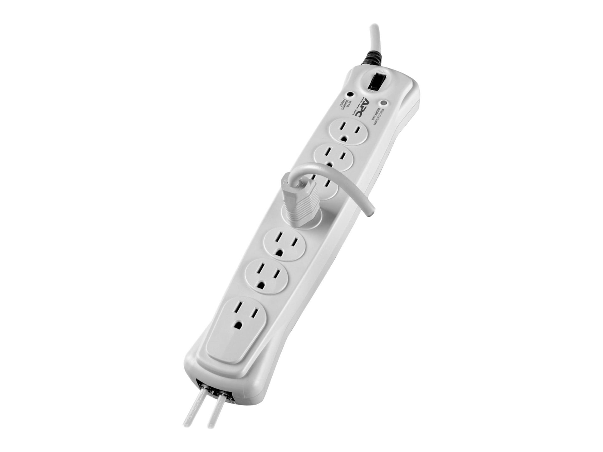 APC 7-Outlet Surge Protector, 10ft Cord Telephone Protection, White