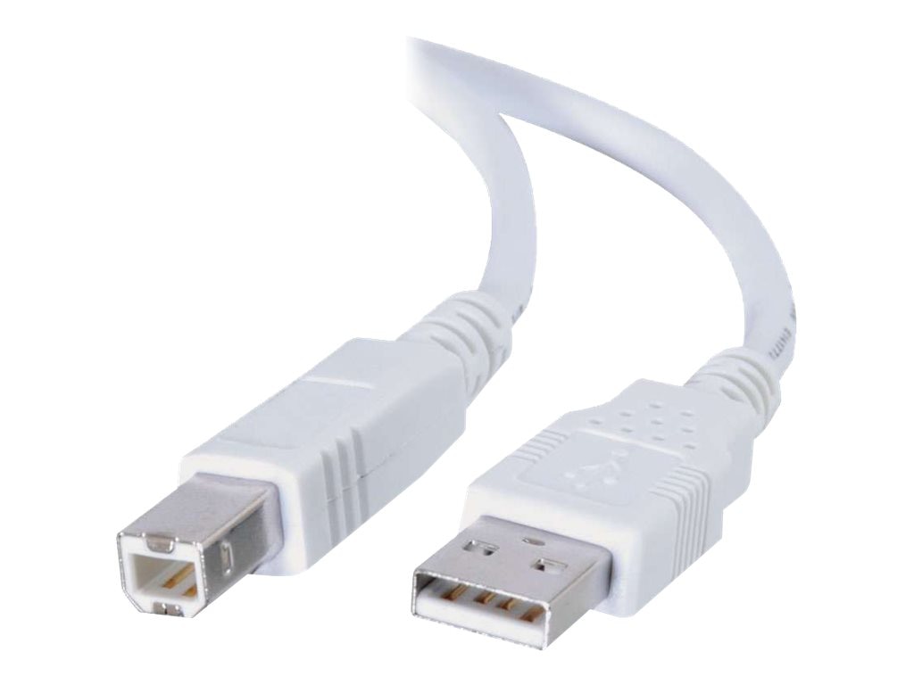 C2G 3.3ft USB to USB B Cable - USB A to USB B - USB 2.0 - White - M/M