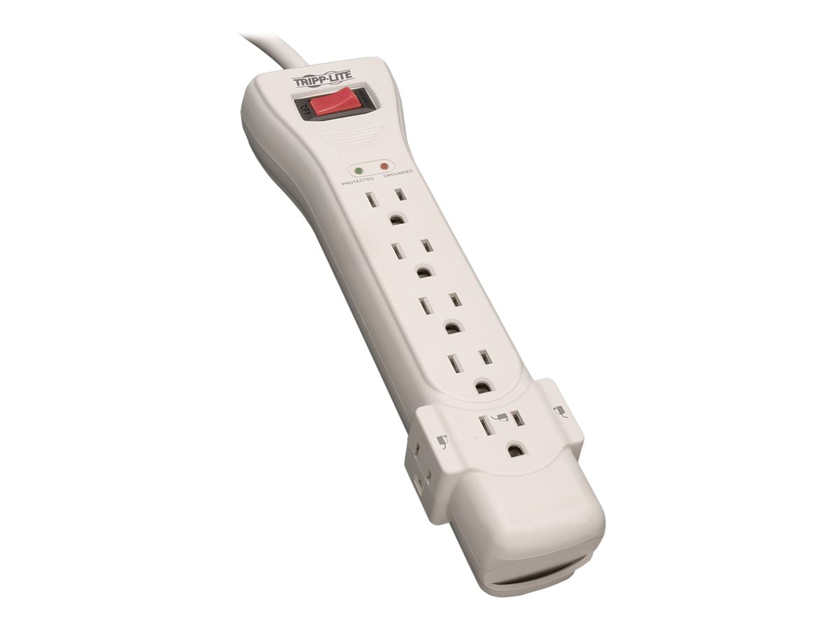 Tripp Lite Protect It! 7-Outlet Surge Protector, 7 ft. Cord with Right-Angle Plug, 2160 Joules, Diagnostic LEDs, Light
