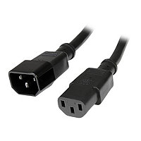 StarTech.com 3ft (1m) Heavy Duty Extension Cord, IEC C14 to IEC C13 Extension Cord, 15A 125V, 14AWG