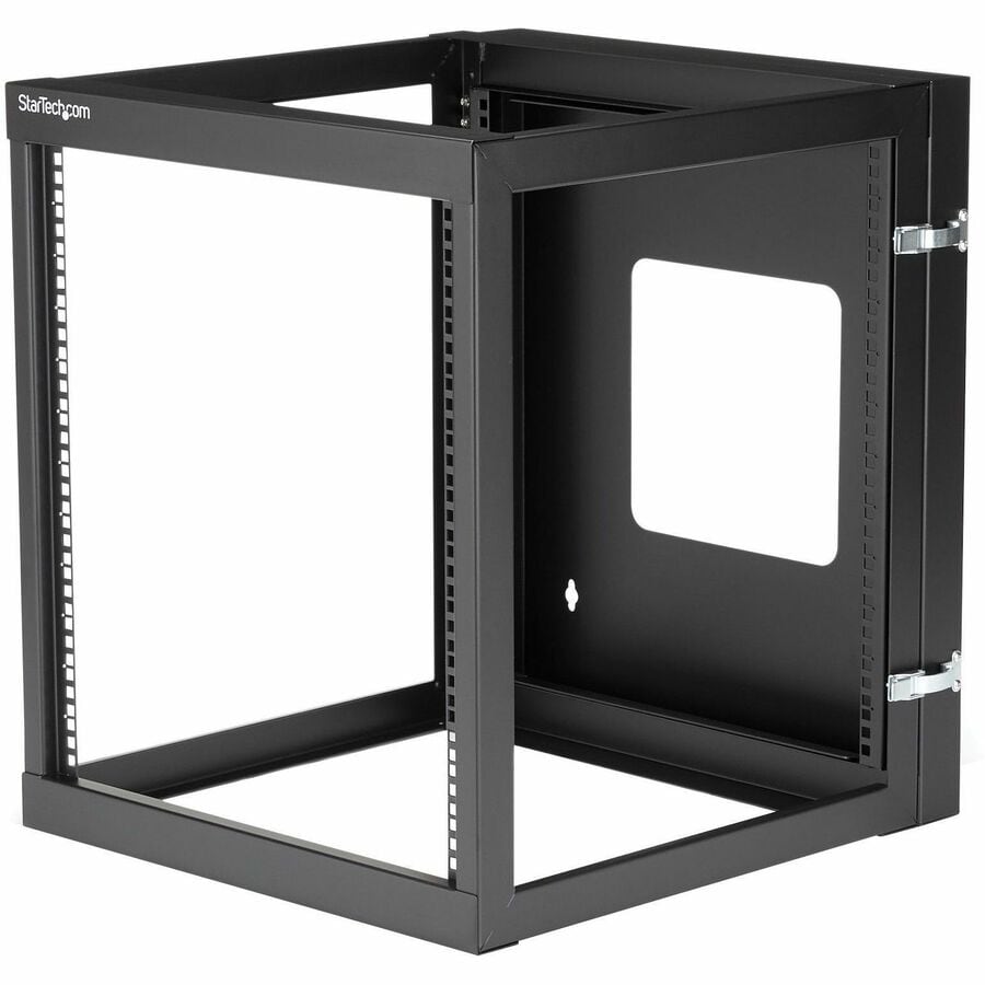 StarTech.com 4-Post 12U Hinged Wall-Mount Network Rack, 19" Open Frame Server / Data Rack for IT Computer Equipment, TAA