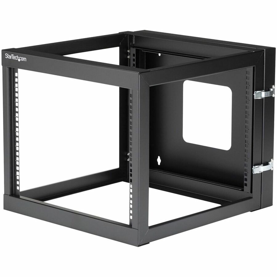 StarTech.com 4-Post 8U Hinged Wall-Mount Network Rack, 19" Open Frame Server / Data Rack for IT Computer Equipment, TAA