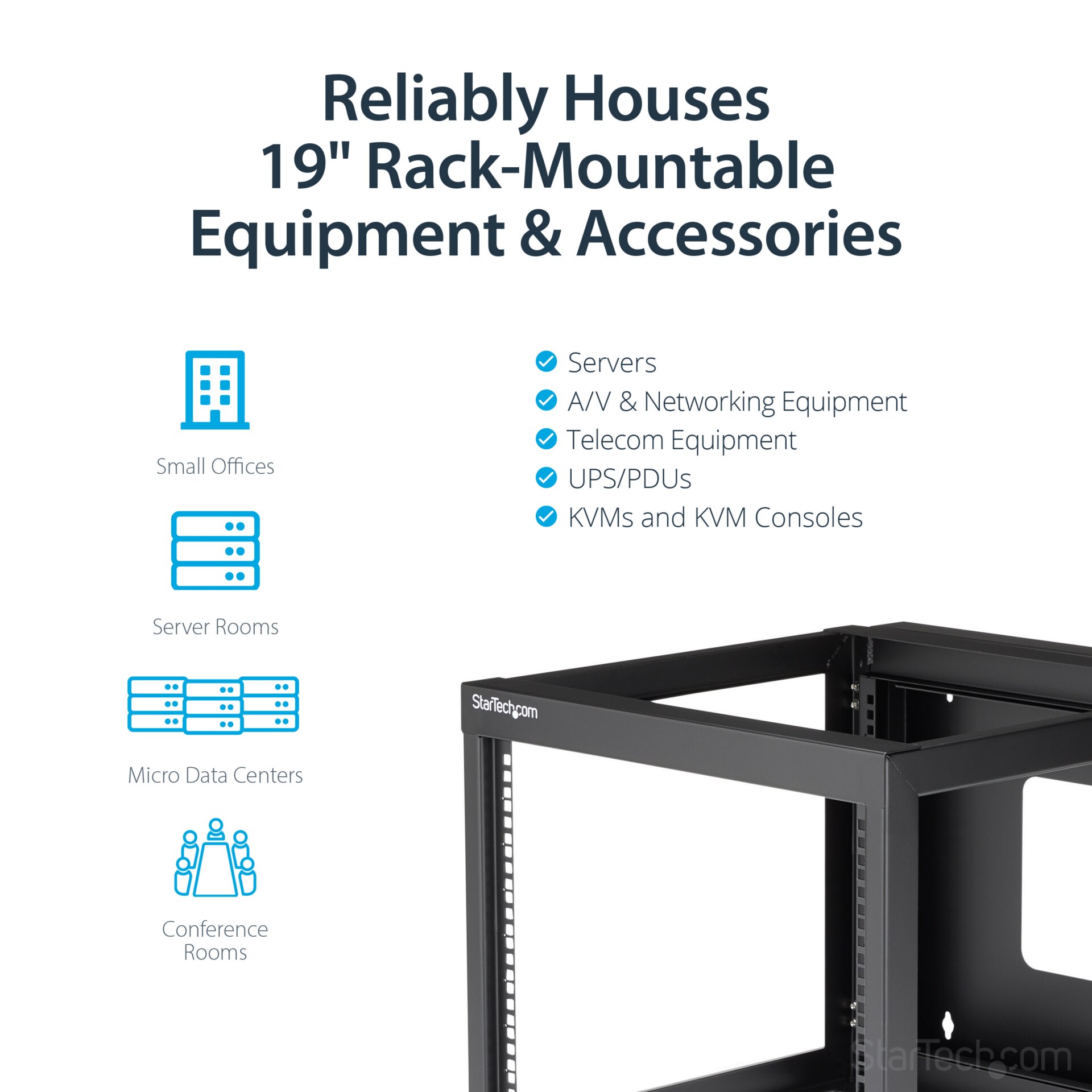 Startech Com 8u Hinged Wallmount Open Frame Rack Cabinet Server