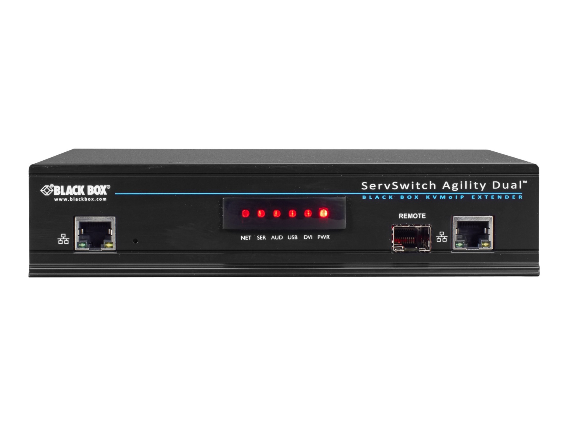 Black Box ServSwitch Agility Dual DVI, USB, and Audio KVM Extender over IP,