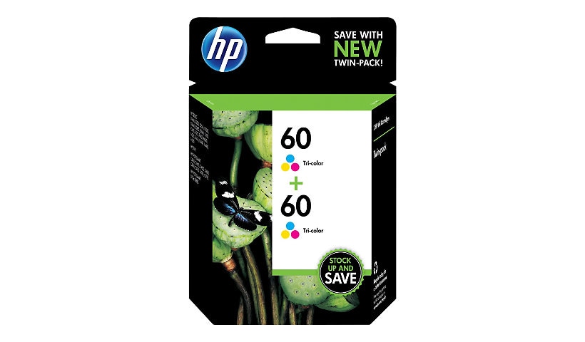 HP 60 - 2-pack - color (cyan, magenta, yellow) - original - ink cartridge