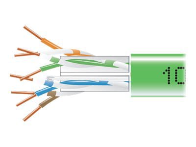 Black Box CAT6, 550-MHz Solid Bulk Cable, 4-Pair, 1000', Plenum, Green