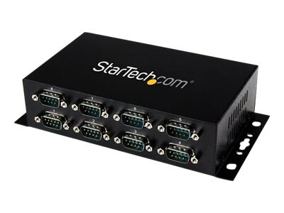 StarTech.com USB to Serial Adapter Hub - 8 Port - Industrial - Wall Mount - Din Rail - COM Port Retention - FTDI USB to